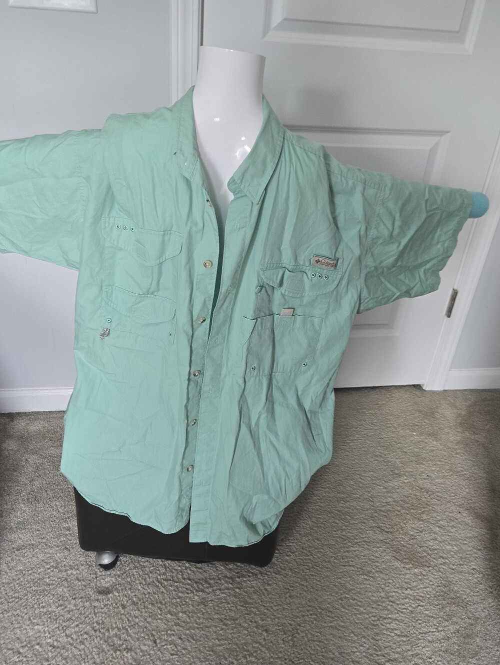 Columbia PFG Men’s XL Short Sleeve Fishing Shirt Vented Mint Green